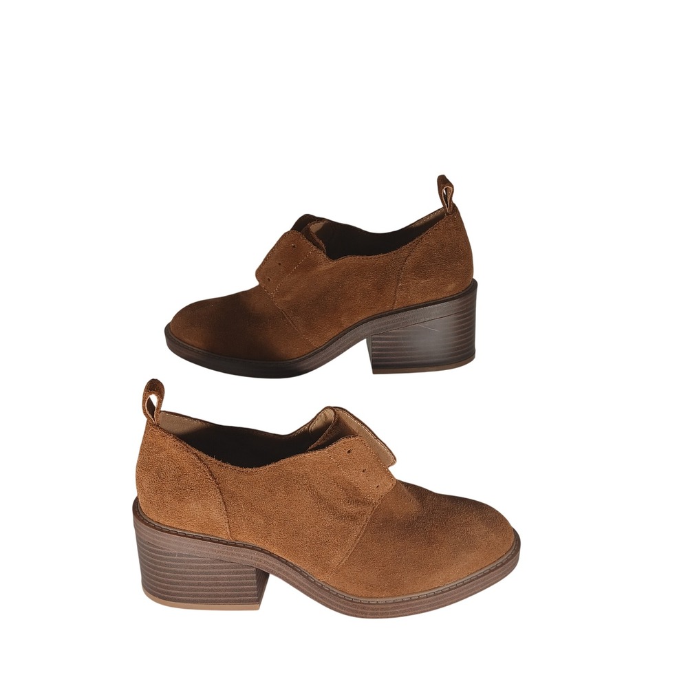 Crown Vintage Malia Suede Loafers‎ 9M Brown Chunky Block Heel Boho Dark Academia